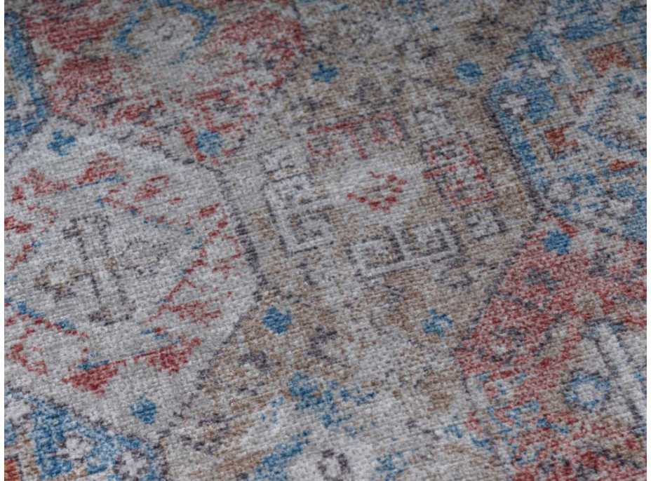 Kusový koberec RITZ Tiles - šedý/modrý/červený