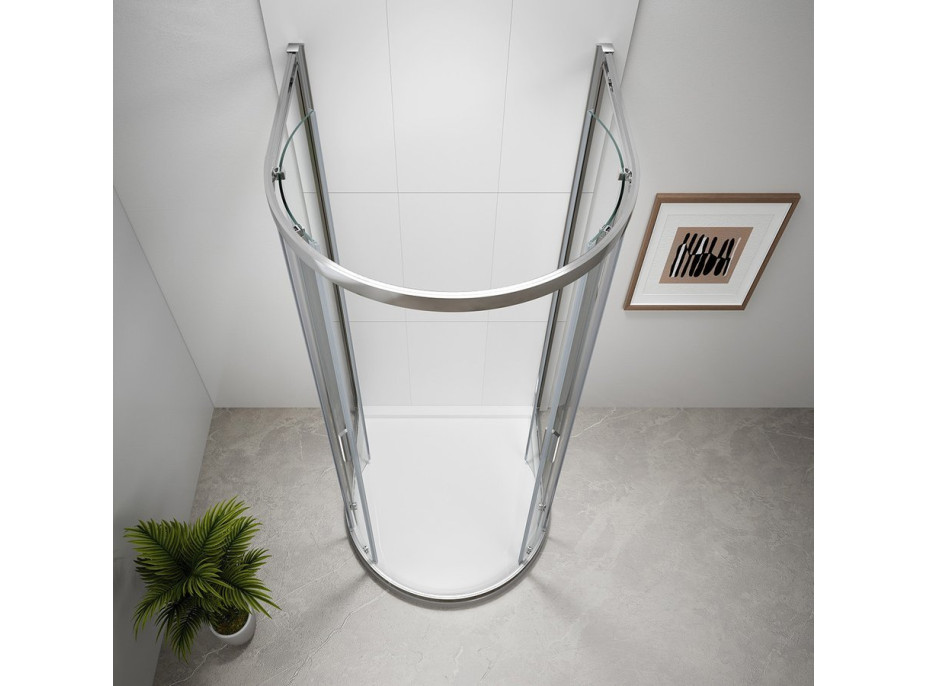 Polysan EASY polkruhová sprchová zástena 900x900mm, číre sklo EL4615