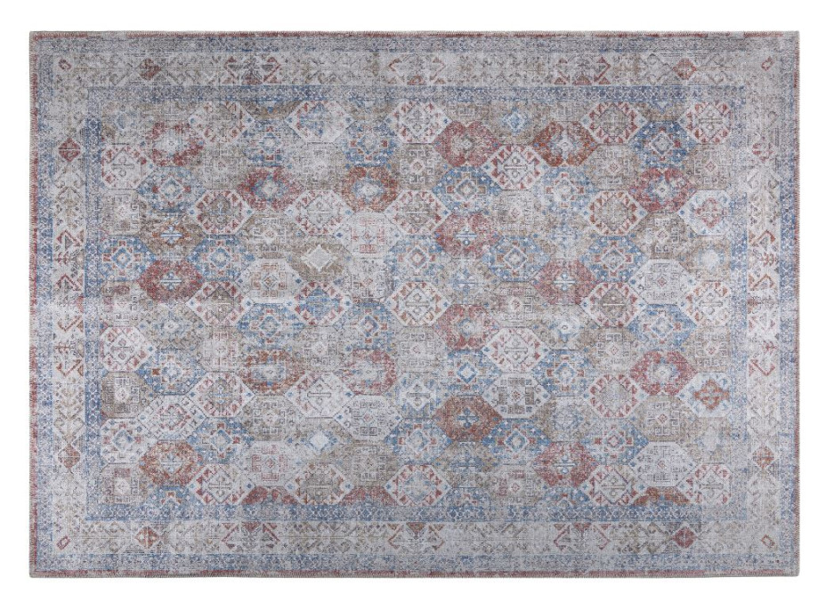 Kusový koberec RITZ Tiles - šedý/modrý/červený
