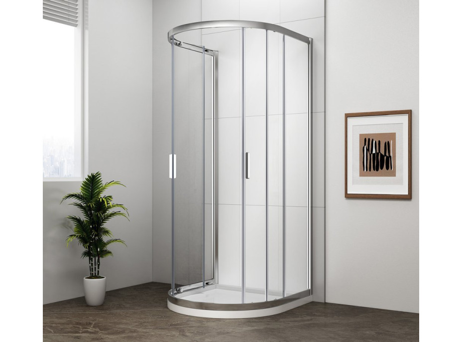 Polysan EASY polkruhová sprchová zástena 900x900mm, číre sklo EL4615