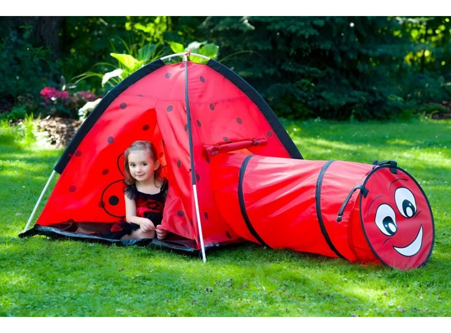 ECOTOYS Detský stan s vchodovým tunelom Lienka