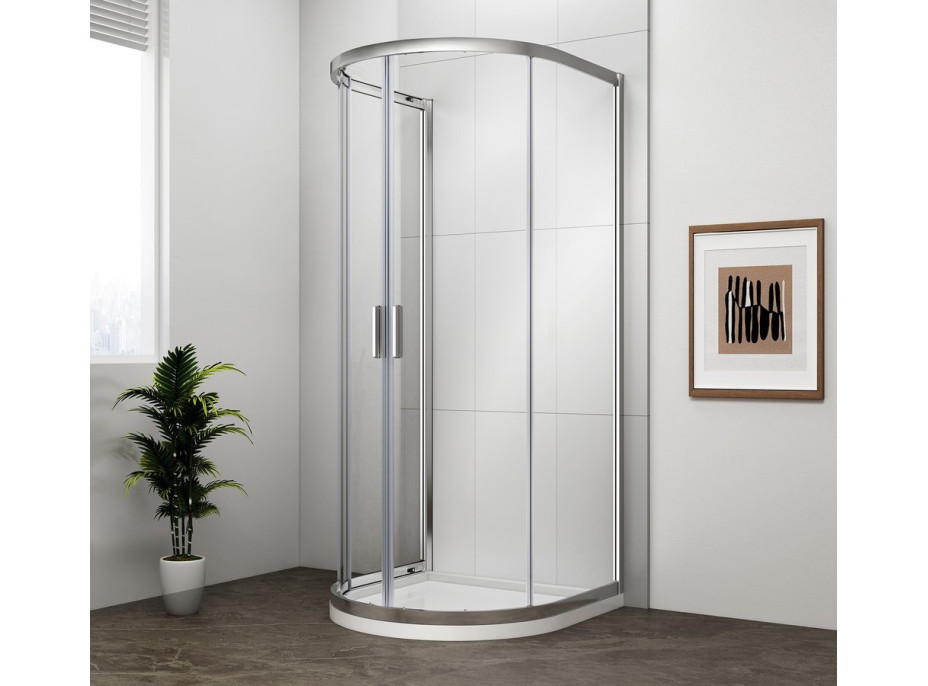 Polysan EASY polkruhová sprchová zástena 900x900mm, číre sklo EL4615