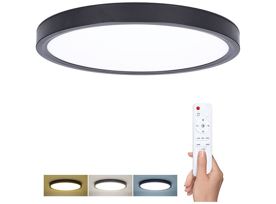 Solight LED osvetlenie s diaľkovým ovládačom Estela Black, 60W, 4500lm, 50cm, zmena chromatickosti, stmievateľné