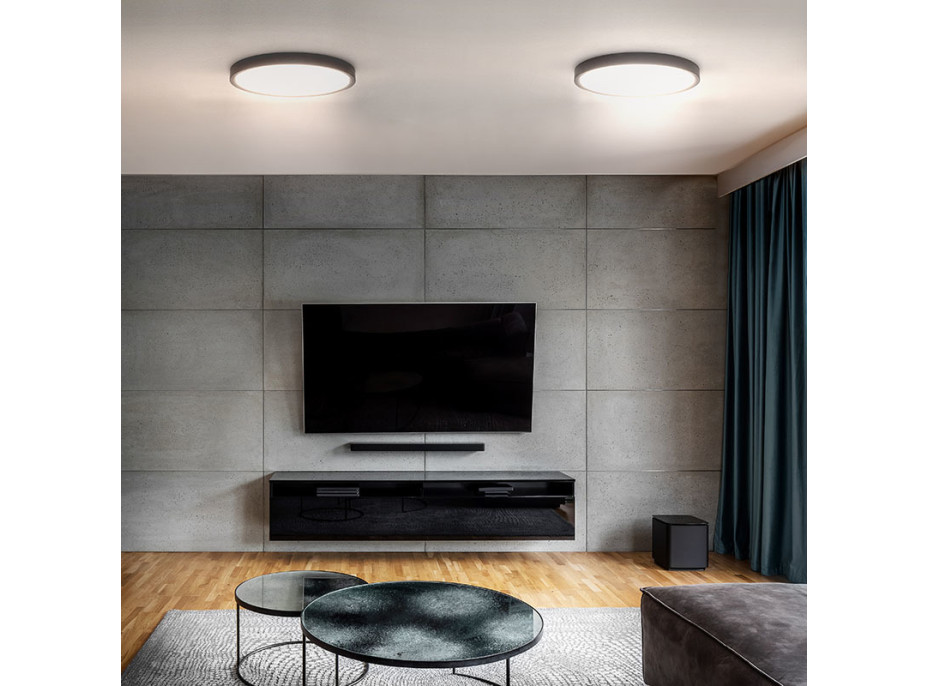 Solight LED osvetlenie s diaľkovým ovládačom Estela Black, 60W, 4500lm, 50cm, zmena chromatickosti, stmievateľné