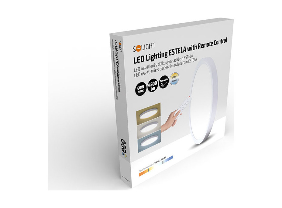 Solight LED osvetlenie s diaľkovým ovládačom Estela White, 60W, 4500lm, 50cm, zmena chromatickosti, stmievateľné