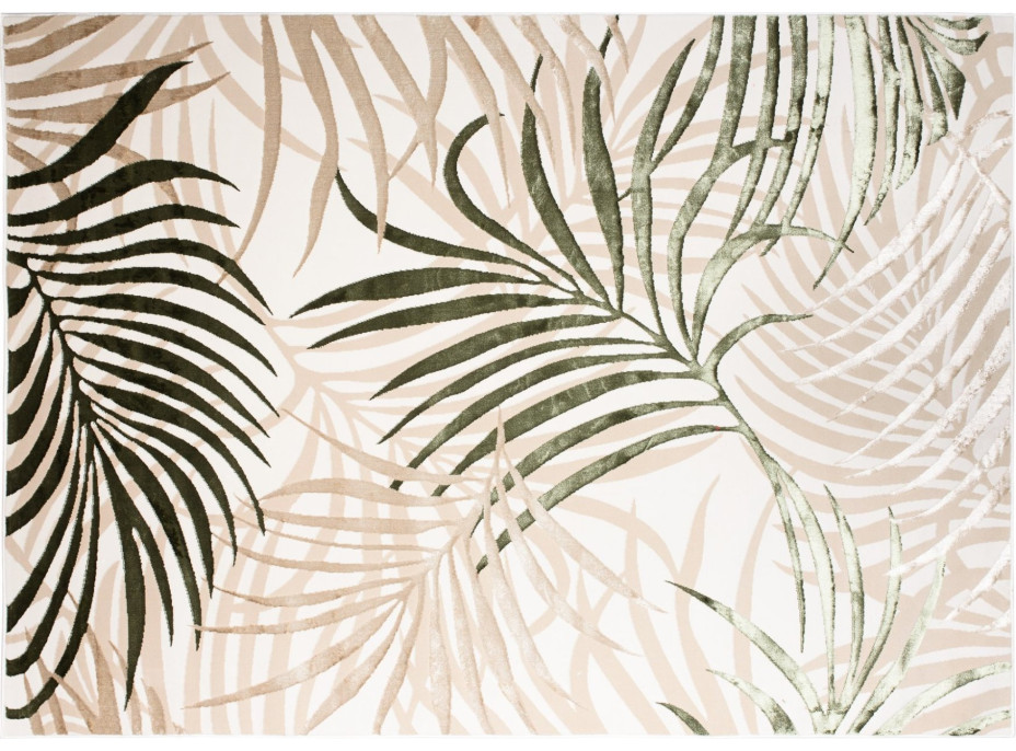 Kusový koberec GOLDEN Palm leaves - krémový/béžový/zelený