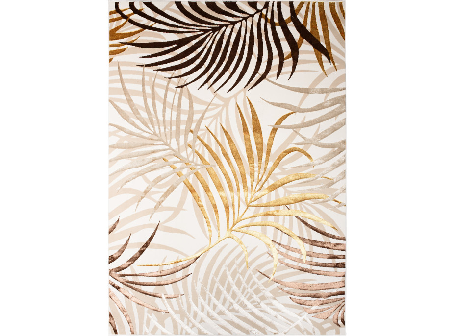 Kusový koberec GOLDEN Palm leaves - krémový/hnedý/zlatý