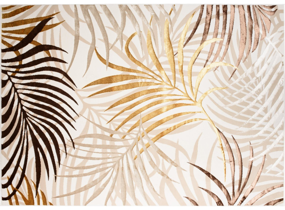 Kusový koberec GOLDEN Palm leaves - krémový/hnedý/zlatý