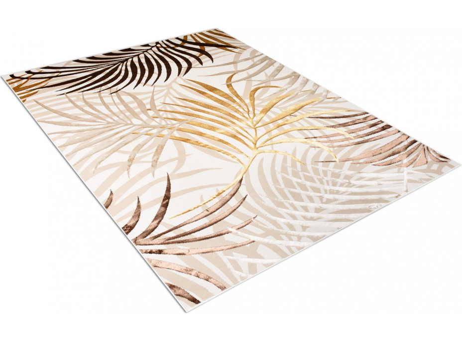 Kusový koberec GOLDEN Palm leaves - krémový/hnedý/zlatý