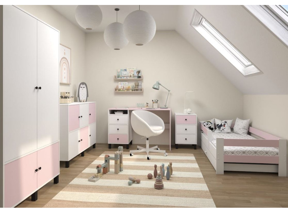 Nočný stolík ELEGANT - biely/ružový