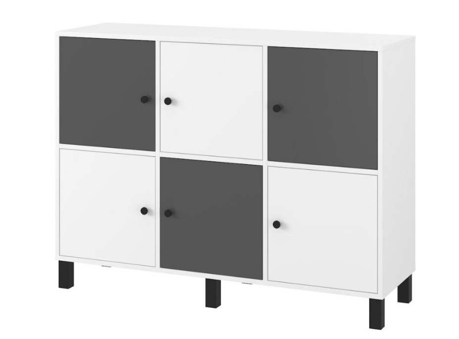 Komoda ELEGANT - biela/tmavo šedá