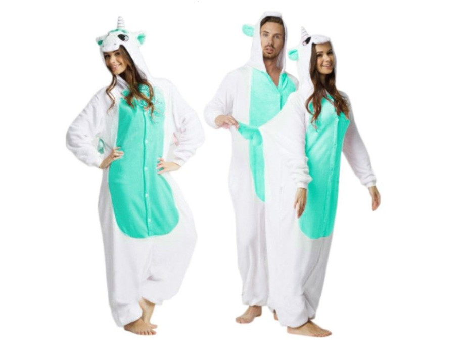 Overal KIGURUMI - jednorožec mátovobílý