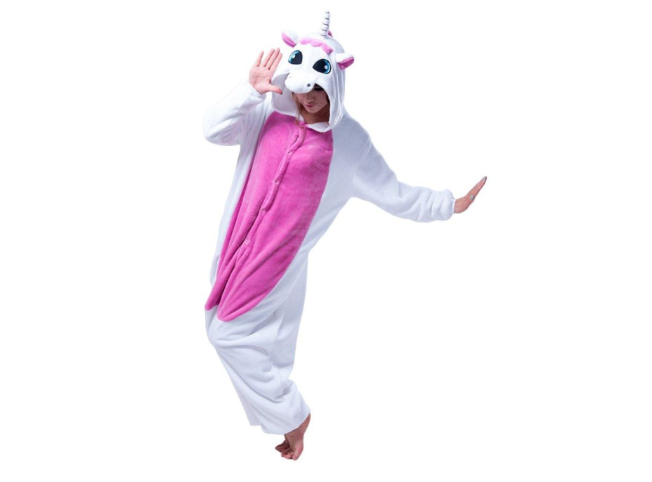 Overal KIGURUMI - jednorožec ružovobiely