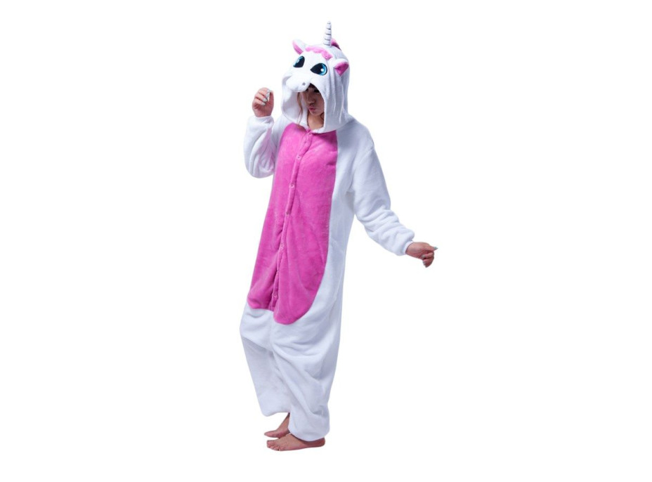 Overal KIGURUMI - jednorožec ružovobiely