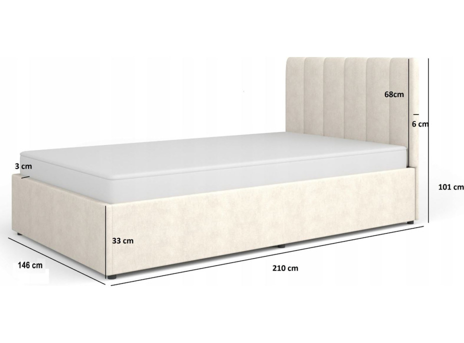 Posteľ MOSSA MO12 s úložným priestorom - 200x140 cm - krémová