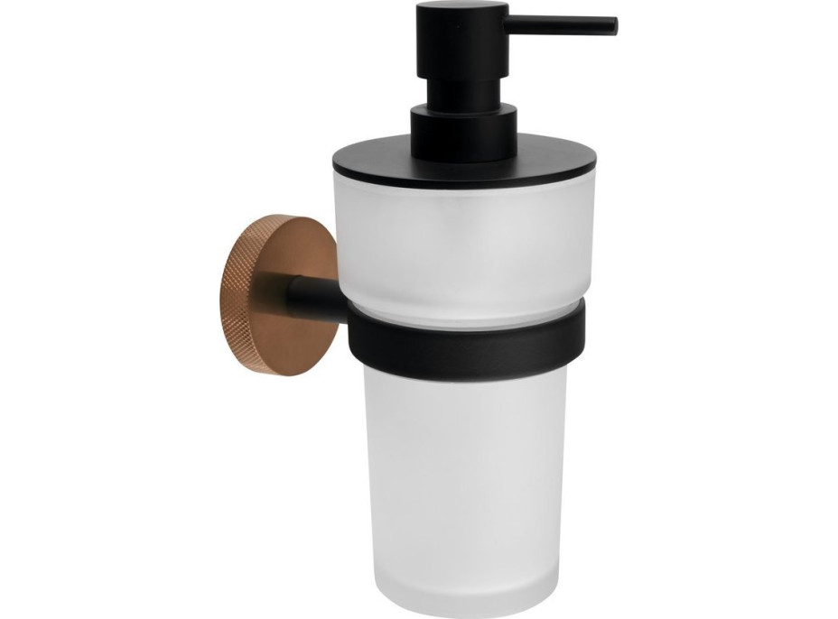 Sapho LARISSA dávkovač mydla 250ml, mliečne sklo, čierna/meď mat WS019BC
