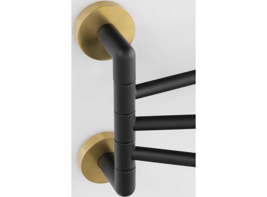 Sapho LARISSA trojitý držiak uterákov otočný 350mm, čierna / zlato mat WS022BG