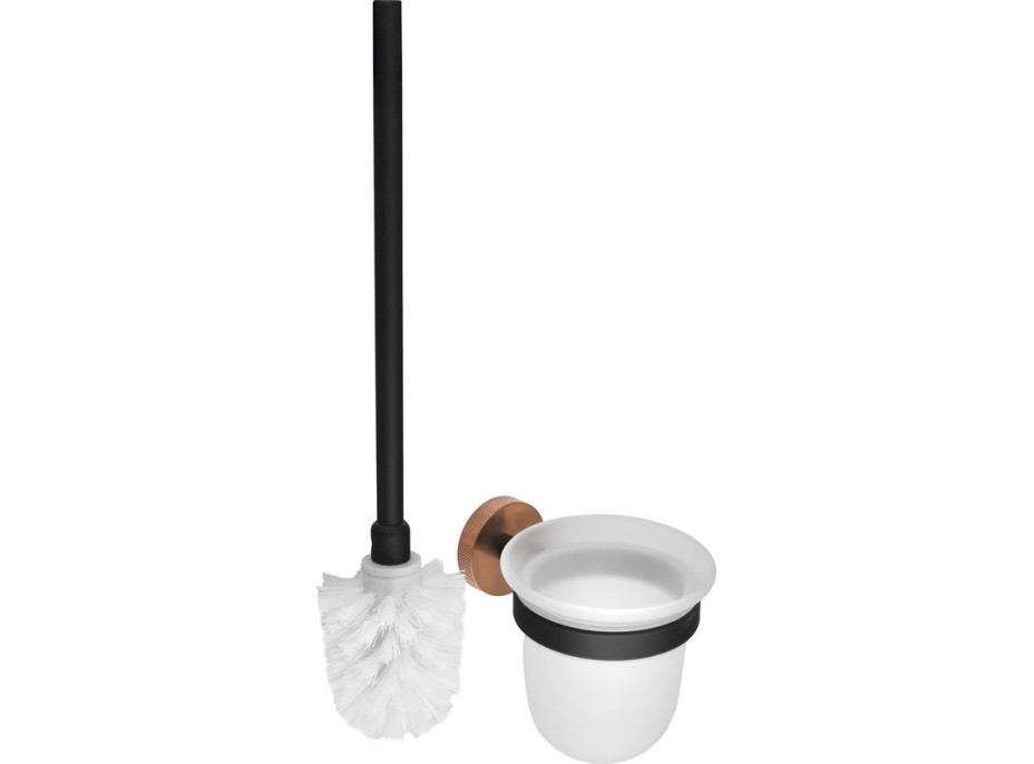 Sapho LARISSA WC kefa závesná, mliečne sklo, čierna/meď mat WS008BC