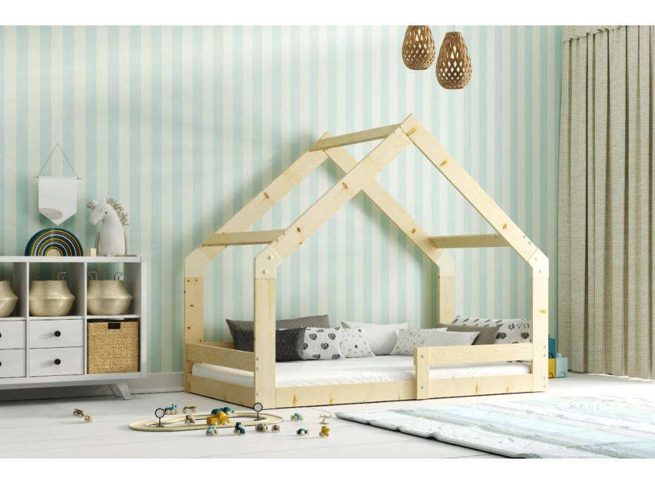 Detská domčeková Montessori posteľ AGÁTA 160x80 cm - prírodná borovica