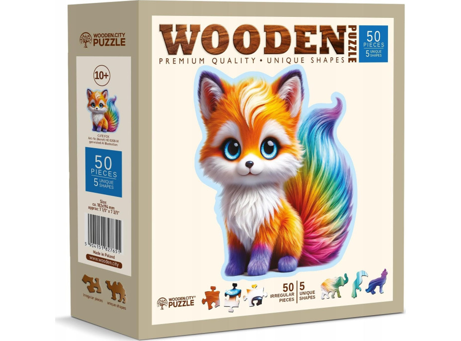 WOODEN CITY Drevené puzzle Roztomilá líška 50 dielikov