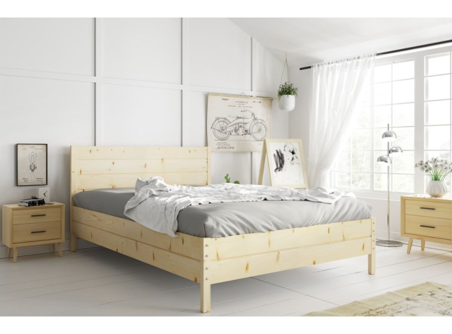 Posteľ z masívu borovice s úložným priestorom CONTINENTAL - 200x160 cm - bez povrchových úprav
