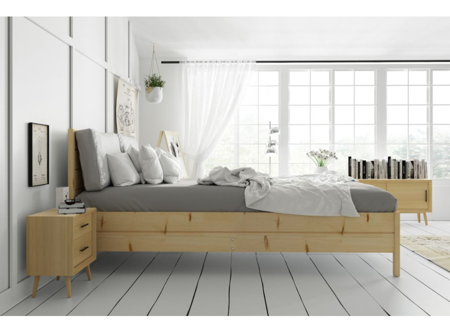 Posteľ z masívu borovice s úložným priestorom CONTINENTAL - 200x160 cm - bez povrchových úprav