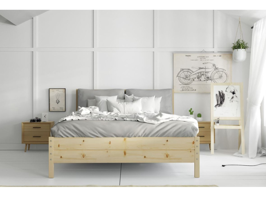 Posteľ z masívu borovice s úložným priestorom CONTINENTAL - 200x180 cm - bez povrchových úprav