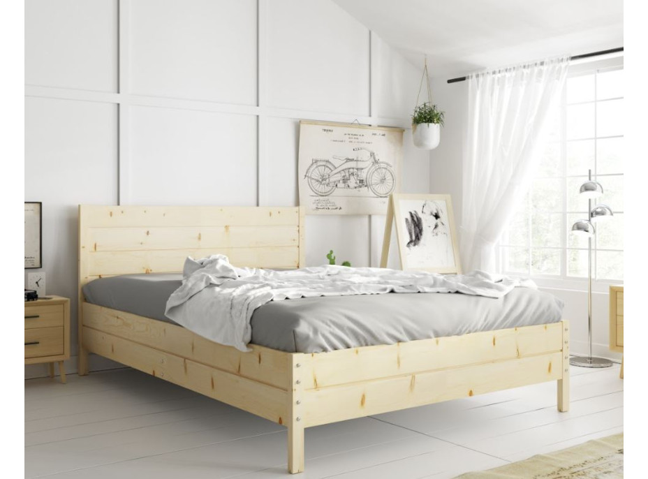 Posteľ z masívu borovice s úložným priestorom CONTINENTAL - 200x180 cm - bez povrchových úprav
