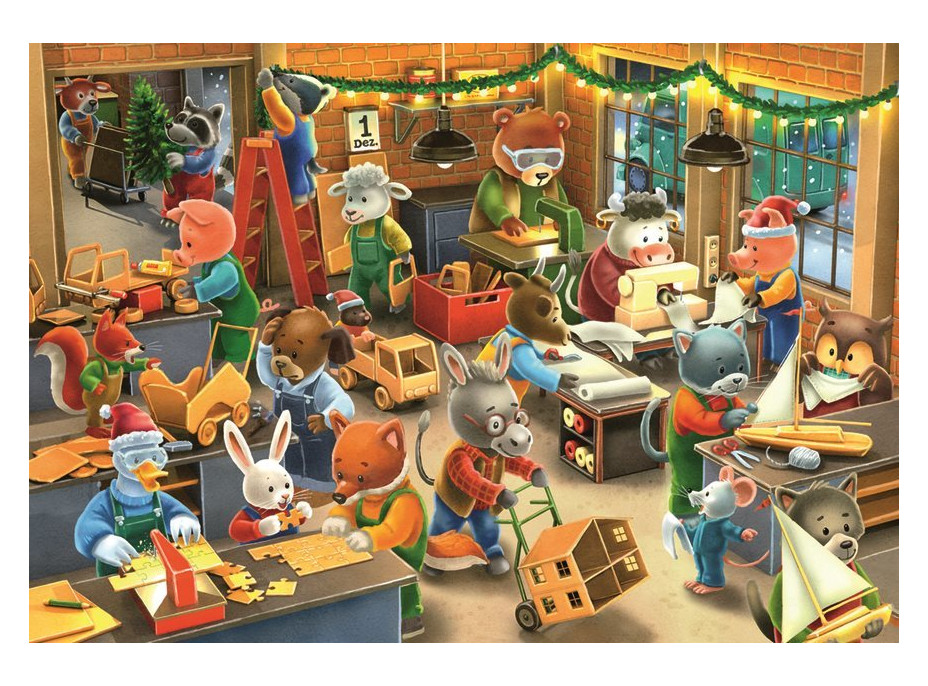 RAVENSBURGER Puzzle Vianočné kúzlo v továrni na hračky 2x12 dielikov