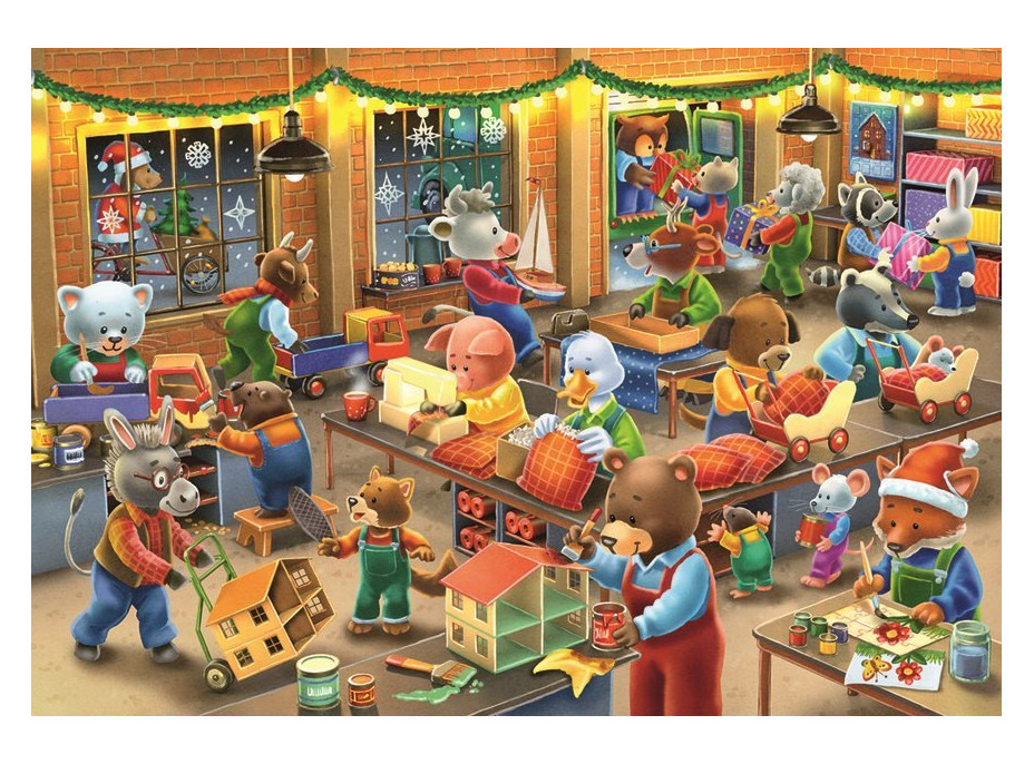 RAVENSBURGER Puzzle Vianočné kúzlo v továrni na hračky 2x12 dielikov