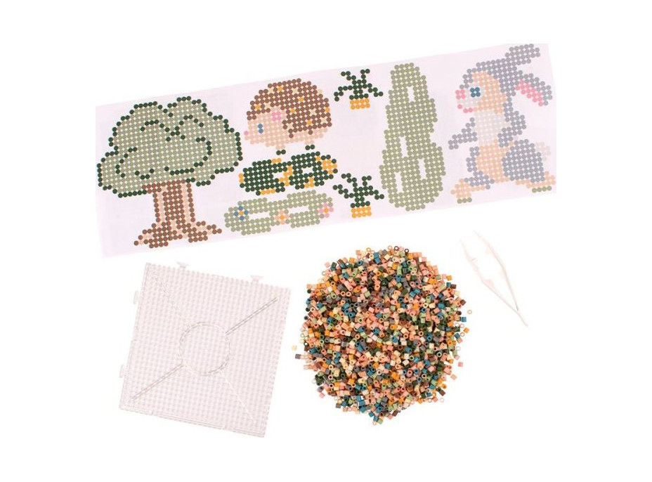 PLAYBOX Zažehľovacie korálky v plastovom kufríku Mellow pastel + doštička a predlohy 12000ks