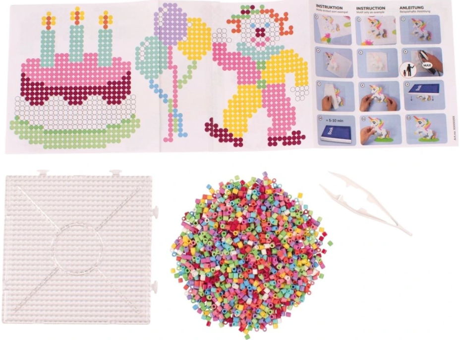 PLAYBOX Zažehľovacie korálky v plastovom kufríku Happy mix + doštička a predlohy 12000ks