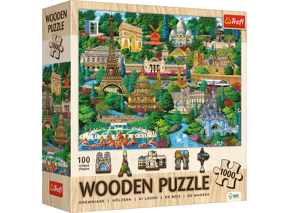TREFL Drevené puzzle Slávne francúzske miesta 1000 dielikov