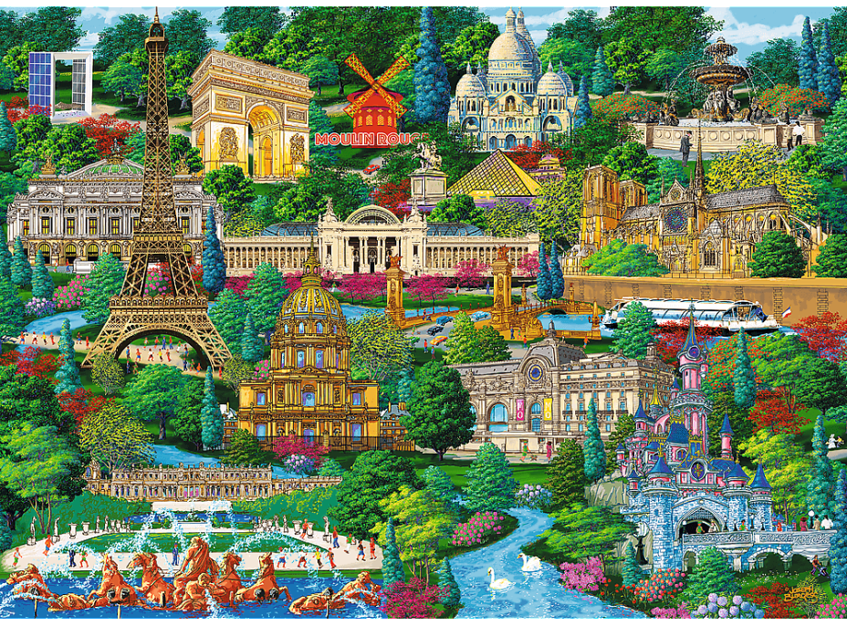 TREFL Drevené puzzle Slávne francúzske miesta 1000 dielikov