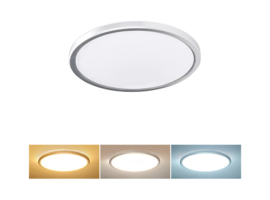 Solight LED osvetlenie Acate s ochranou proti vlhkosti, IP54, 18W, 1620lm, 3CCT, 22cm, strieborná
