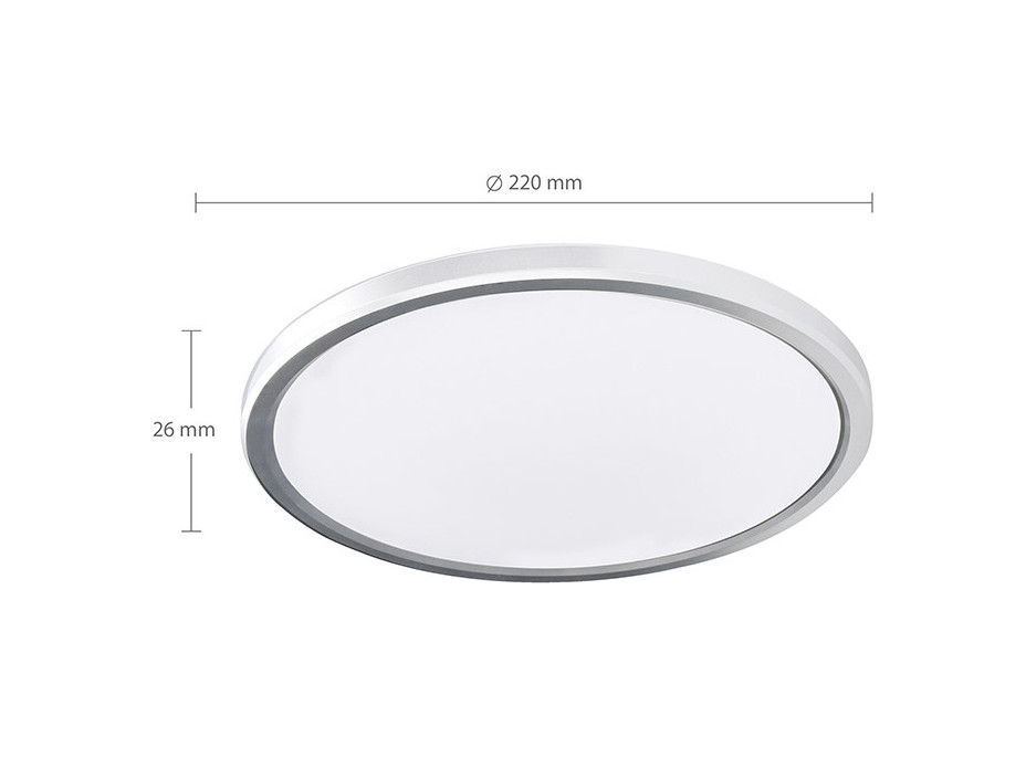 Solight LED osvetlenie Acate s ochranou proti vlhkosti, IP54, 18W, 1620lm, 3CCT, 22cm, strieborná