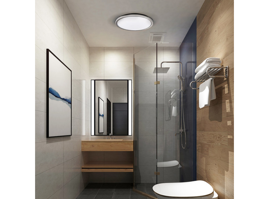 Solight LED osvetlenie Acate s ochranou proti vlhkosti, IP54, 24W, 2160lm, 3CCT, 30cm, strieborná