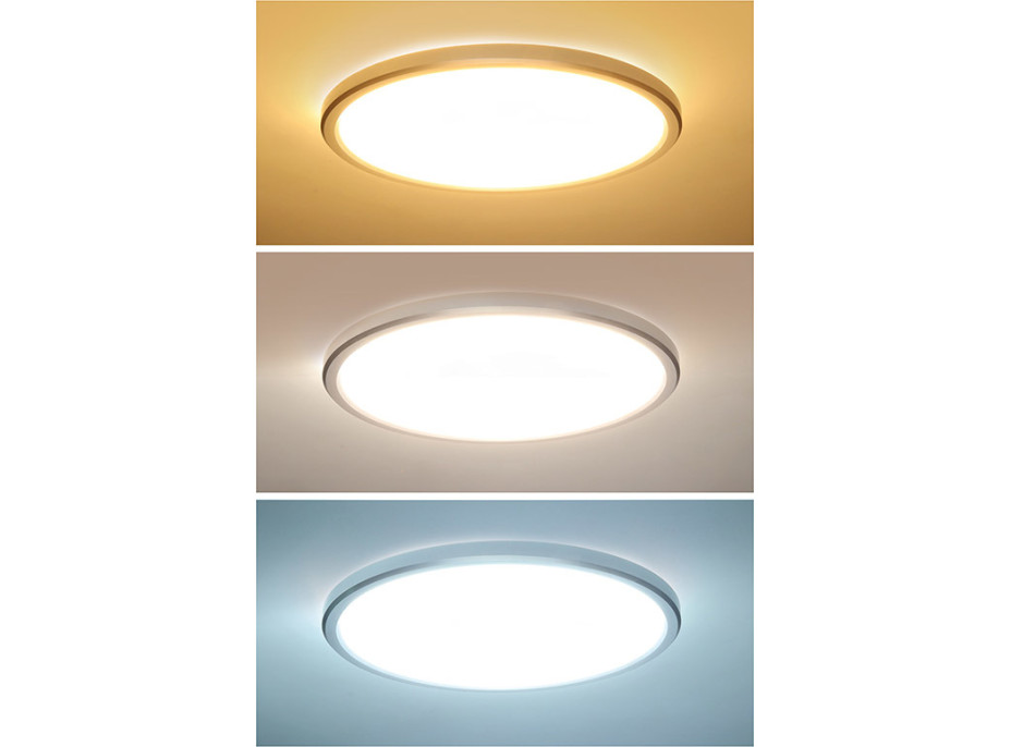 Solight LED osvetlenie Acate s ochranou proti vlhkosti, IP54, 24W, 2160lm, 3CCT, 30cm, strieborná