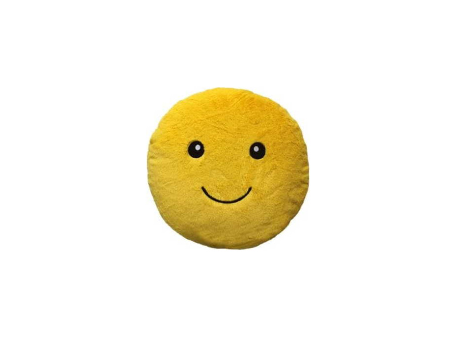 Dekoračný okrúhly vankúš SUPER SMILE 45 cm - žltý