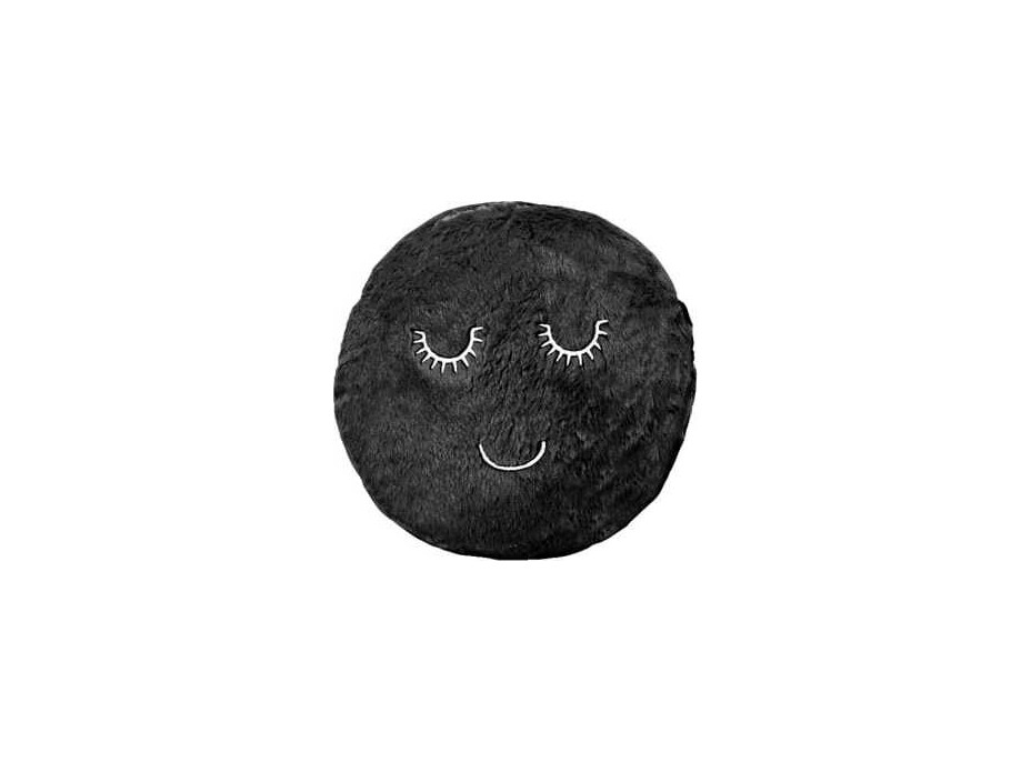 Dekoračný okrúhly vankúš SUPER SMILE 45 cm - čierny