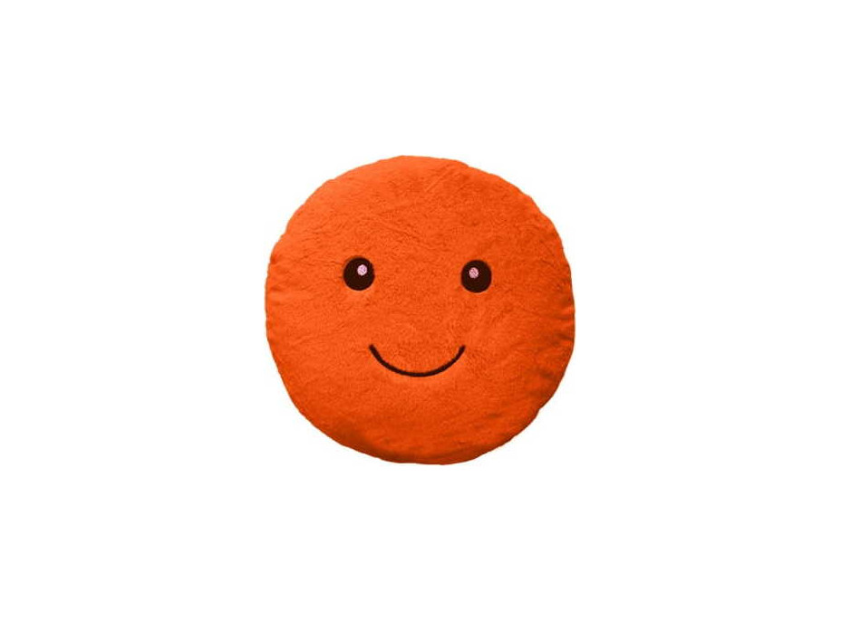 Dekoračný okrúhly vankúš SUPER SMILE 45 cm - oranžový