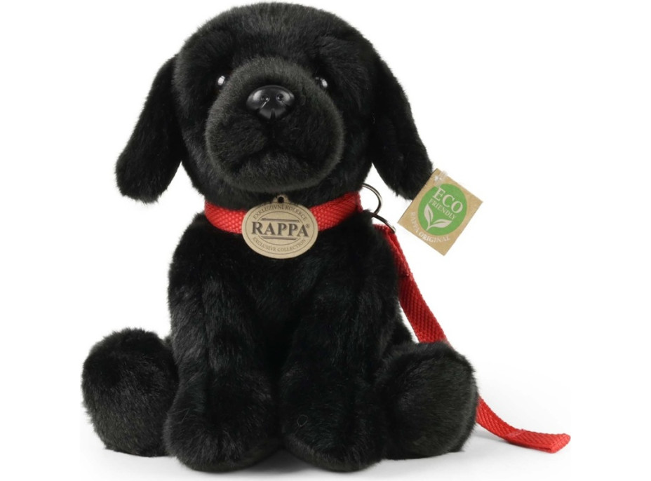 Rappa Plyšový pes labrador čierny s vodítkom 28 cm ECO-FRIENDLY