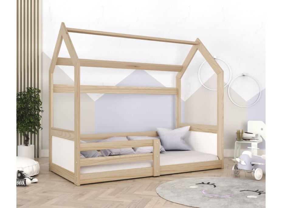 Detská domčeková Montessori posteľ z masívu borovice MIKI - 160x80 cm - prírodná borovica