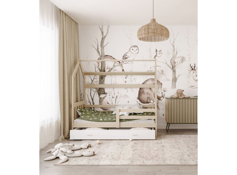 Detská Domčekové posteľ DOMČEK P - 160x80 cm - borovica