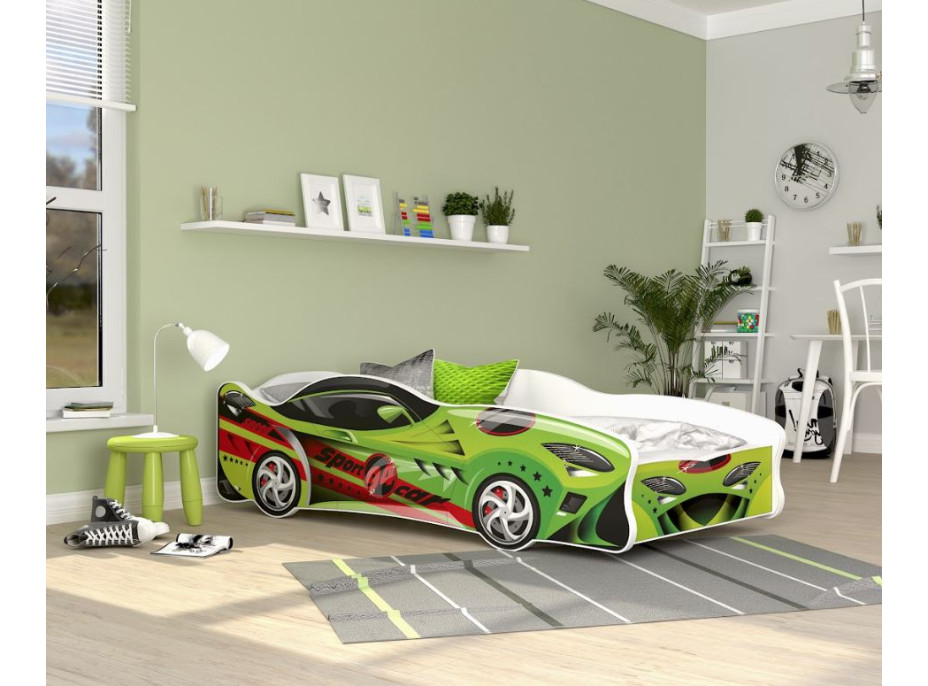 Detská posteľ auto JACOB 160x80 cm - zelená (15)