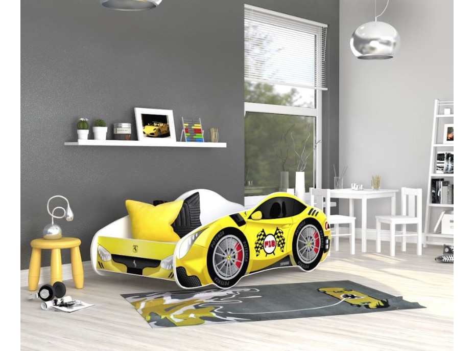 Detská posteľ auto JAMES 140x70 cm - žltá (15)