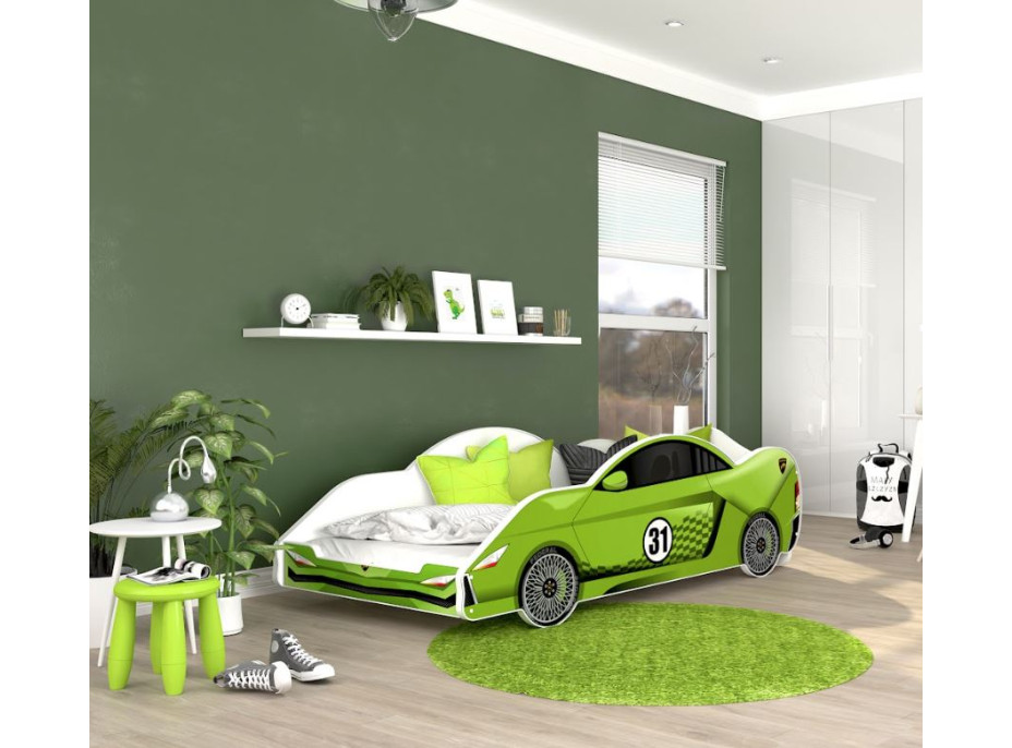 Detská posteľ auto JONATHAN 180x90 cm - zelená (12)