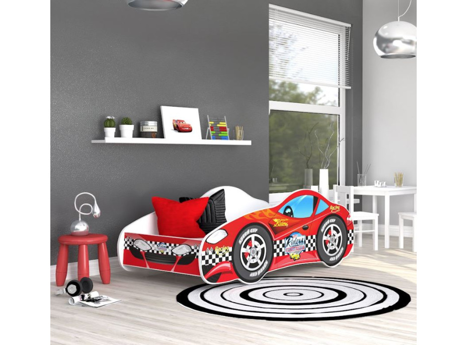 Detská posteľ auto JUSTIN 140x70 cm - červená (3)