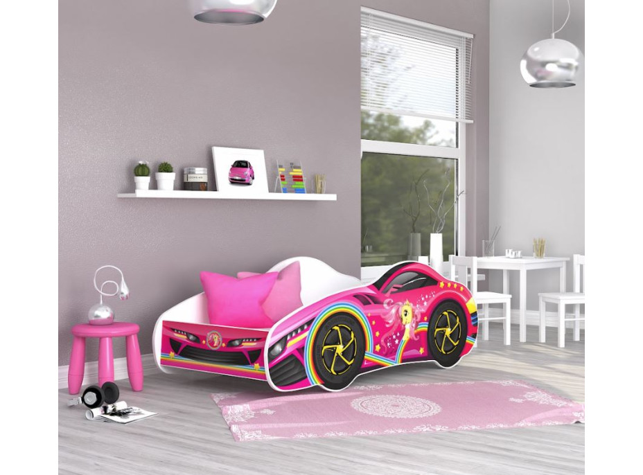 Detská posteľ auto WILL 140x70 cm - ružová (10)