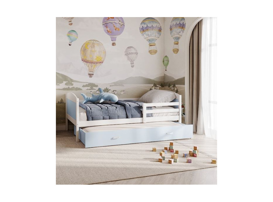 Detská posteľ s prístelkou MATTEO 2 - 190x80 cm - modro-biela